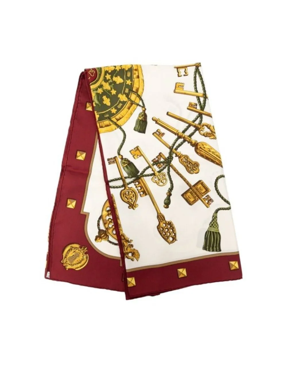 Hermes Carre 90 les Cles Key Scarf Red Multicolor Silk
